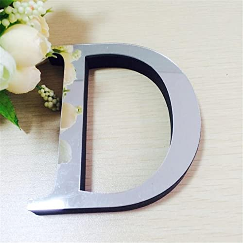 Wandaufkleber 3D, 15 cm, Silber - ganzes Alphabet u. Zahlen - Wanddekoration groß Spiegel Deko Home Wand Hochzeit Aufkleber klein Acryl Wandtattoo Partydeko Dekobuchstaben Medium Bar - Buchstabe D