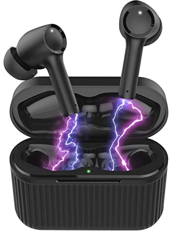 Newgen Medicals Kopfhörer, Bluetooth: In-Ear-Stereo-Headset & Hörverstärker bis 25 dB, Bluetooth 5, Ladebox (Kopfhörer für TV, Earbud, Hörgeräte für Senioren)