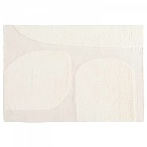 Oviala Rechteckiger Teppich aus Wolle, handgewebt, 160 x 230 cm, Weiß