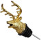 LIMEOW Flaschenausgießer Hirschkopf Weinverschluss Wein Stopper 12cm Edelstahl Weinausgießer Golden Elastisches Kieselgel Lecksicher Ausgießer für Weinflaschen für Wein, Champagner, Sekt, Party