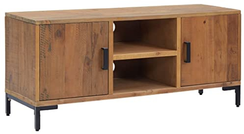 vidaXL Wooden TV Cabinet-Media Unit with Storage - Solid Pinewood Construction, Industrial Vintage Look, Practical Design