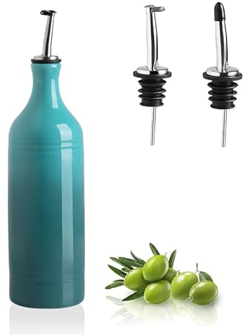 Sweejar Home Large Ceramic Olive Oil Dispenser Bottle, Opaque Oil Cruet Protects Oil to Reduce Oxidation, Suitable For Storage Of Oil, Vinegar, Soy Sauce & Other Liquids, 680ml(Gradient Blue)