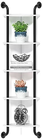 Tinpin Eckregal 5 Etagen Wandregale, schwebende Eckregale, Wandmontierte Regale für Thanksgiving Day Schlafzimmer Dekor, Badezimmer und Wohnzimmer Dekor (Weiß)