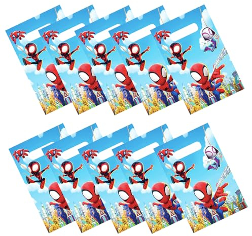 10 Stück Geschenktüten,Spinnen Themen Geschirr,Spiderman Superhelden Partygeschirr,Dekorationen für Kindergeburtstage,Superhelden Spider Man Cartoon für Jungen Geburtstagsparty Zubehör,Superhelden Spi