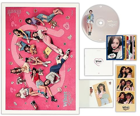 TWICE - 5th Mini Album [What is Love?] (A Ver.) Photobook + CD-R + Photo Card + Scratch Photocard + Lyrics Book + Clear Postcard + Sticker + 2 Pin Button Badges