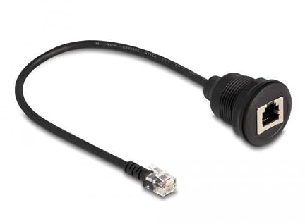 DeLOCK 87955 - 30 cm RJ12 Stecker zu RJ12 Buchse Kabel für Telefon, 1 Stück, Schwarz