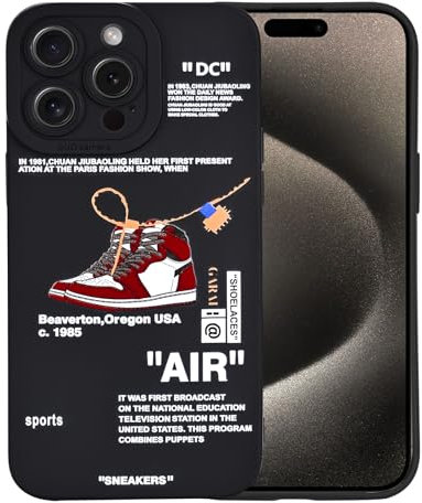 Kompatibel mit iPhone 15 Pro Hülle Heiße Sportschuhe Marke Kreatives Bemaltes Design Weiches Silikon Stoßfest Cover Case für iPhone 15 Pro 6,1 Zoll 2023 Schwarz