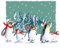 Weihnachtskarten mit Tiermotiven fir Wohltitigkeitsorganisationen und Neujahrskarten i Packung mit 6 Weihnachtskarten (Pinguine und Stammbaum)