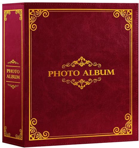 Lanpn Album Fotografico 10x15 600 Tasche, Tradizionale Finta Pelle Album Foto Portafoto Verticale Orizzontali Tascabile Tasca Rosso