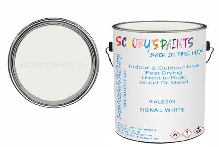 SCOOBYS PAINTS BACK IN THE MIX Anti Rust Direct to Metal Paint Protection prevents Corrosion indoor & Outdoor gloss Finish (250ML Tin, RAL9003 Signal white)