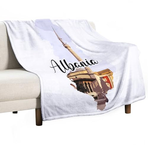 CustonCares Bettwäsche Fleecedecke, 152,4 x 203,2 cm, Albanien, warm, leicht, Europa, Gebäude, bunt, Stadtbild, Heimdekoration für Erwachsene, Mutter, Vater