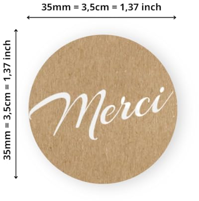 Avery - 140 Etiketten, rund, selbstklebend – 35 mm – Recyclingpapier – Krafteffekt – 4 Bögen A4 Dankesaufkleber für Hochzeit, Handwerk und Partys