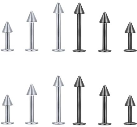 Decentraland 12 Stück Silvery – Schwarzer Kugelkopf 6/8/10 mm Schlangenbiss-Schmuck Für Frauen Nasenloch-Piercing-Schmuck/Spike-Ohrringe 16 g Knorpel-Knorpel-Ohrring/Lippenpiercing
