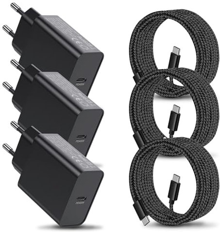 Chargeur Samsung Charge Rapide,3Pack 45W Chargeur et Cable pour Samsung Galaxy S25 Ultra/S24 Ultra/S24 Plus/S23 FE/S22/S21 S20,Z Fold 5 6 7/A56 5G/A36 A26 A55 A54 A53/A25 iPhone 16 USB C Prise Secteur