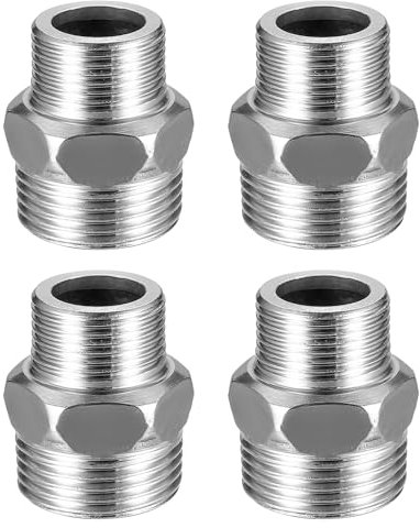 4 Pz Maschio 3/4 - Maschio 1 Connettore Doppio Nipplo, Raccordo Filettato Maschio in Acciaio inossidabile, Riduzione 1 Filettatura Maschio - 3/4 Filettatura Maschio per Tubi