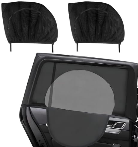 Parasol de Coche, 2 Piezas Parasol Coche Bebe, Universal Protección 99% UV, Parasol Ventana Coche Laterales, Elástico Mosquitera para Coche, para Niños y Mascotas