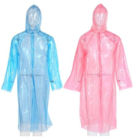 SULIUDAJI 2 Pièces Poncho Pluie Imperméable Avec Chapeau, Réutilisable Cape De Pluie En Eva Portables Poncho Imperméable Homme, Impermeable Poncho De Pluie Femme Pour Festival Camping Randonnée
