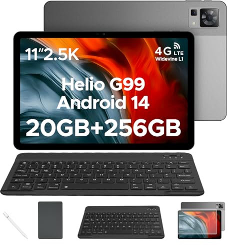 DOOGEE T35 Tablet mit Tastatur und Stift Android 14 Tablet 11 Zoll Helio G99 Tablet PC, 20GB RAM+256GB ROM(2TB TF),8580mAh / 33W, 20MP, 2560x1600 FHD+ Gaming Tablet LTE Drawing Tablet mit SIM Karte