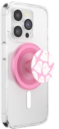 PopSockets PopGrip for MagSafe, Magnetic Phone Grip & Stand, Swappable Top, Secure Grip for iPhone MagSafe Cases, Kickstand for Hands-Free Viewing, Wireless Charging Compatible - Kawaii Ghosties