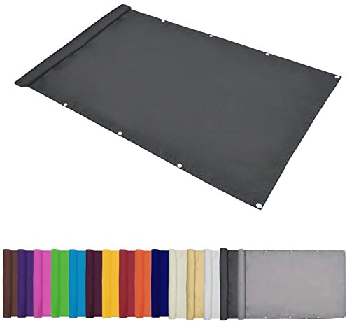 Vela ombreggiante da giardino, 1 x 1,4 m, resistente, impermeabile, per giardino, cortile, spiaggia, piscina, terrazza, balcone, resistente alle intemperie, grigio scuro