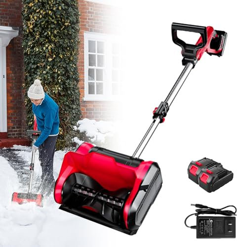 FJYAWEN Souffleuse à Neige 1200 W, Fraise à Neige sans Fil pour 20v Batterie, Chasse-Neige à Direction Réglable, avec Largeur Déblaiement 32cm, Hauteur Déneigement 16cm, Distance Projection 8m,B