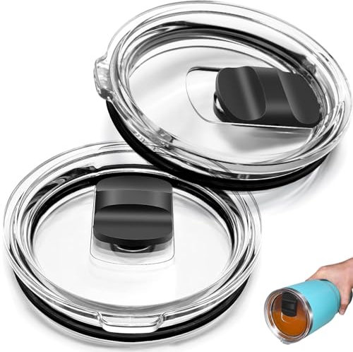 Tumbler Lid for Yeti 20 oz Tumbler, 10/24 oz Mug and 10 oz Lowball, 2 Pack Travel Spill Proof Cup Lids Covers with Magnetic Slider Switch