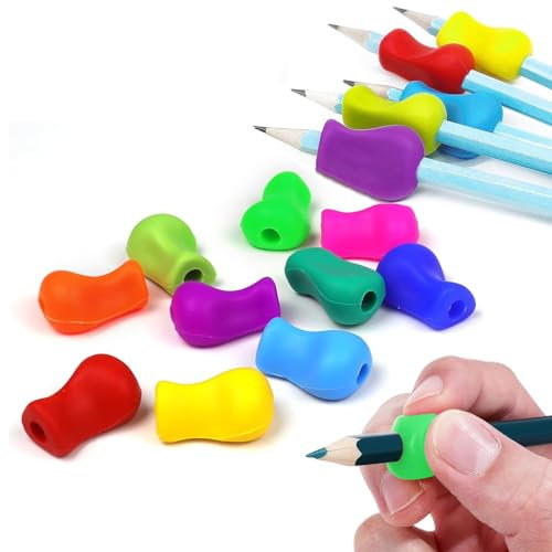 10 Pieces Silicone Pencil Grips for Kids & Adults,Soft & Comfortable Ergonomic Handwriting Corrector,Easy-Grip Two-Finger Pen Holder,Posture Correction Writing Aid for Students,Toddlers&Preschoolers