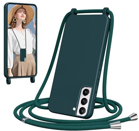 Woijrly Handykette für Samsung Galaxy S21 FE Hülle mit Band, Weiche TPU Silikon Necklace Handyhülle mit Abnehmbar Kordel, Verstellbar, Stossfest Handy Schutzhülle für Samsung Galaxy S21FE, Grün
