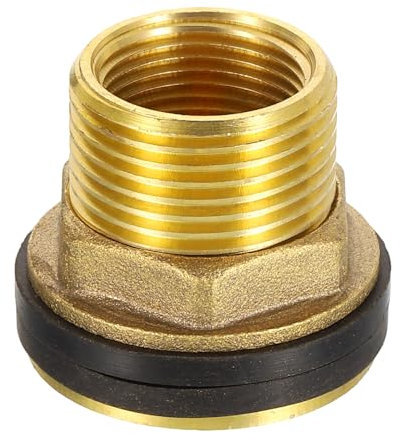 Sourcing Map Brass Bulkhead Fitting with Washer, G1 Male x G3/4 Female Thread Water Tank Connector, Threaded Hose Adapter for Various Pipes, Faucets, Hoses, Fittings