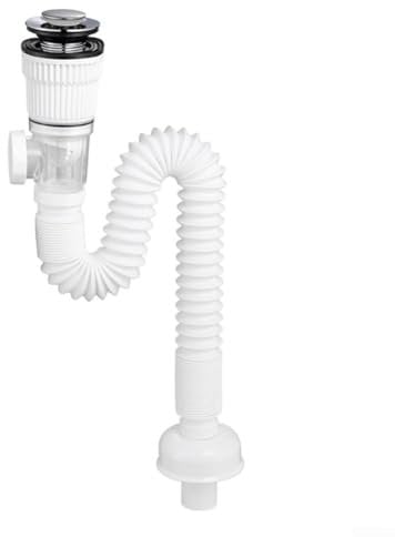 Set di sifoni di scarico per lavabo, tubi di troppo pieno, con design a doppia prova, tubo flessibile pop-up, per lavello da bagno