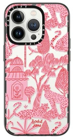 CASETiFY Compact Schutzhülle für iPhone 14 Pro [2 x Falltest in Militärqualität/1,2 m Fallschutz] - Cheetah Paradise Pink - Schwarz