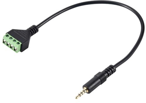 Reinscer Câble d'adaptateur de borne à vis de 3,5 mm pour haut-parleur - Trou de connecteur TRRS stéréo à 4 fils vers câble de connexion Balun à bornes à vis AV