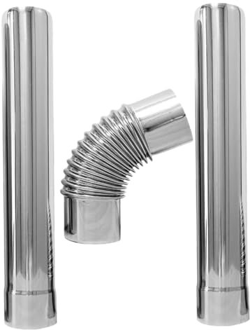 NUOBESTY 3 Piezas De Codo De 90 Grados Para Chimenea Conducto De Humos Conector De Metal Recto Tubo De Ventilación Para Estufa Tubo De Chimenea Acero Inoxidable Plateado