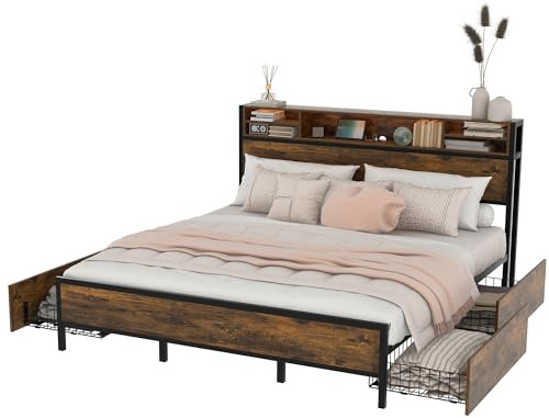 SOFTWEARY Hochbett mit Lattenrost, Treppe und Rausfallschutz, Kinderbett, Metallbett, Einzelbett, Jugendbett (schwarz, 90x200 cm)