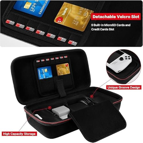 iVoler Custodia rigida Compatibile con Lenovo Legion Go S, Portatile Protettiva Case Rigido da Viaggio per Nintendo Switch Console Accessori, Include 8 cartucce da gioco - Nero