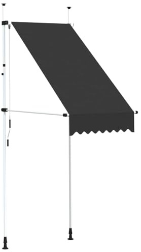 Store banne sans Perçage Auvent Marquise Retractable avec Manivelle Multi-Fonction Store latéral Enroulable Brise Vue Brise Soleil, 100 cm Anthracite