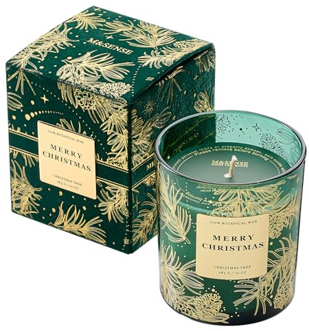 M&SENSE Duftkerze Weihnachten Weihnachtsbaum|Natürliche Sojawachs Duftkerzen im Glas|Luxuriöse Weihnachtskerze Geschenke für Männer & Frauen|283g,60h Brenndauer