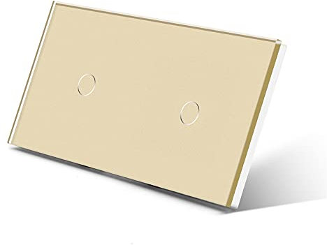 IZHAOGJING Touch Lichtschalter, Lichtschalter Touch Doppelte Lichtschalter Berührungssensor Wandschalter Glas 2Gang 1way Schalter Dark Blacklight Weiß Schwarz Goldene 300W / Gang(Golden 2Gang)