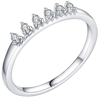 Wycian Ring Damen Moissanite Ring Damen Weißgold 9K Au375 Runde Form Moissanit Größe 62 (19.7) Vorsteckring für Schwester Modern Schmuck Geschenk