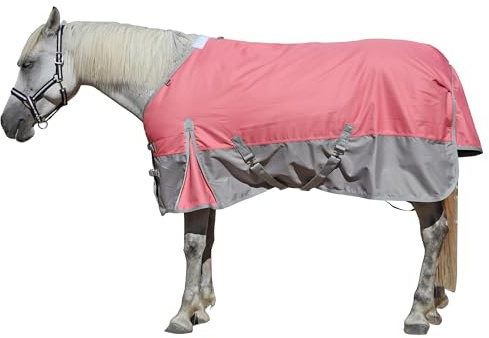 Leberna Tapis de pluie d'hiver 1200D avec rembourrage de 200 g, imperméable et respirant, pour temps froid pour chevaux avec cou standard (rose gris, 1,8 m)