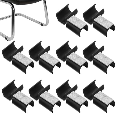 24 Stück Stuhlgleiter Freischwinger Filzgleiter Schwarzer Klemmgleiter | Schwingstühle Möbelgleiter Freischwinger Stühle Schützen universal für Drehstühle Freischwingerstühle und Weitere Stühle