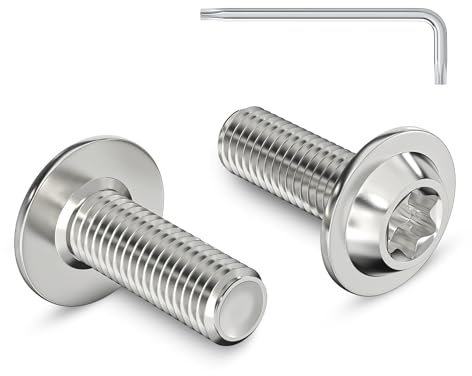 Zuyya 20 viti a testa bombata M8 x 16 mm, con flangia, attacco a torx, in acciaio inox A2 V2A, filettatura completa con chiave Torx, 20 pezzi