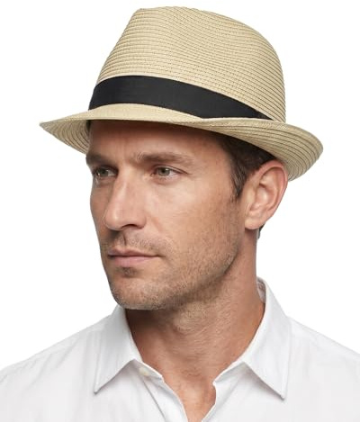 Zylioo Sun Hats S/M/L/XL/XXL Straw Hat Large Hats Fedora Trilby Summer UV Protection UPF+ Cuban Jazz Hat for Beach Holiday Travel