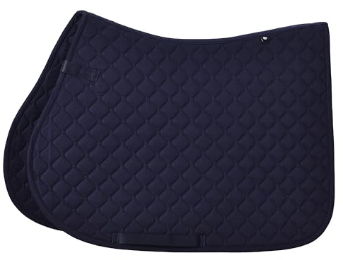 Imperial Riding IRH Basic VS Tapis de Selle Polyvalent, en sergé de Polyester, avec Double Sangle de Fixation et Sangle de Billet, Bleu Marine, Poney
