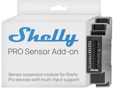 Shelly Pro Sensor Add-on – Modulo di Espansione Multisensore per Dispositivi Shelly Pro, 1-Wire, Ingressi Analogici 0–10V e Digitali, Compatibile Arduino, Guida DIN, Automazione Industriale e Domestic