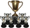 KSS großes Pokal-Set 6 x Silber Pokale + 1 x Gold Pokal groß für Kindergeburtstag, Sportvereine, Tombola, Verlosung, Fußball