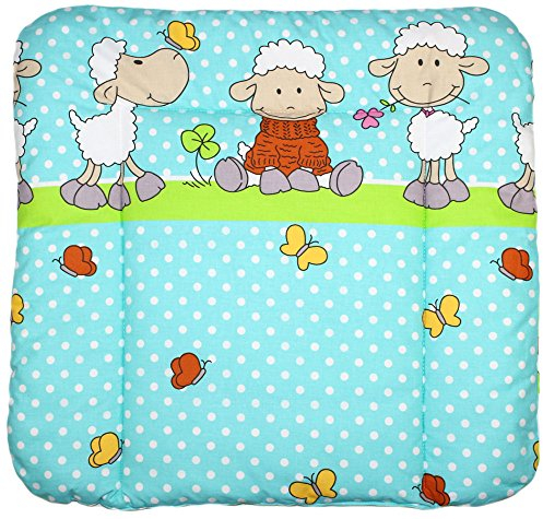 Baby Auflage Wickelauflage - Schaf TÜRKIS/GRÜN - 70x50 cm 70x70 cm 70x85 cm Wickeltischauflage 70x85 cm