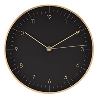 LUUK LIFESTYLE Moderne Quarz Wanduhr ohne Ticken, in skandinavischem Design, Deko für die Wohnung, Büro, in schwarz und Gold