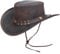 BRANDSLOCK Leather Cowboy Hat for Men Women Shapeable Wide Brim Durable Cowgirl Outback Hat Brown (S)