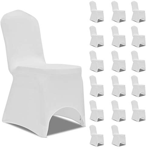 Festnight Stretch-Stuhlhussen Stuhlbezüge Stuhlschleifen Weiß/Schwarz 18 STK.für Hochzeiten, Bankette, Konferenzen, Messen